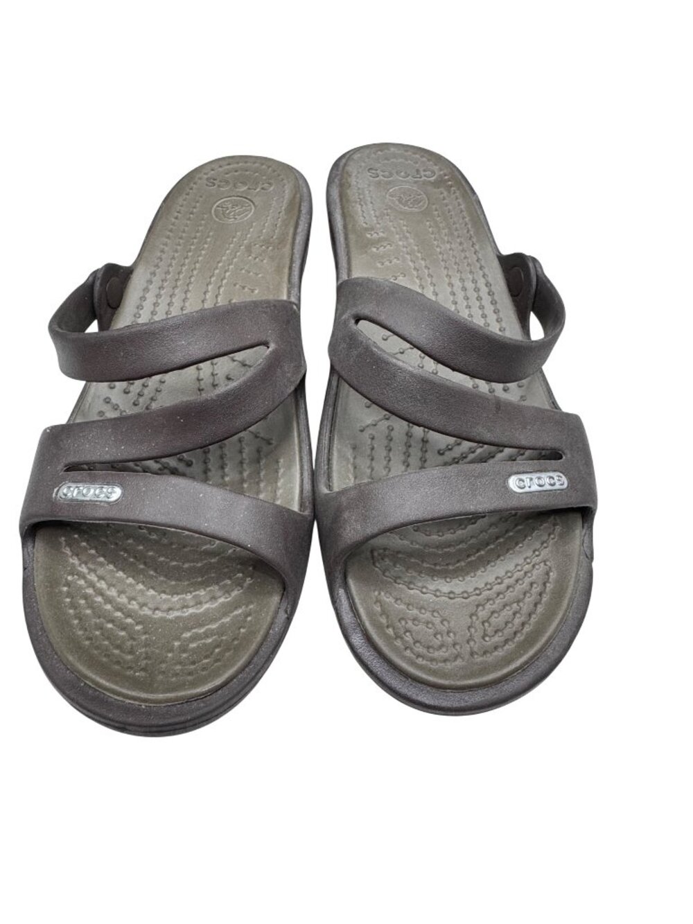 Crocs Patricia Women's Wedge Sandals Brown Multi Strap 7 Casual Comfort Shoes